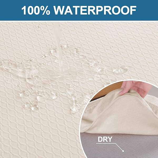Smiry Waterproof Seat Covers for Dining Room Chairs Set of 4, Stretch Jacquard Removable Washable Chair Seat Slipcovers Protector, No Rear Covers, Beige - Image 4
