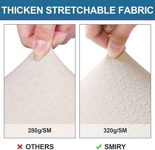 Smiry Waterproof Seat Covers for Dining Room Chairs Set of 4, Stretch Jacquard Removable Washable Chair Seat Slipcovers Protector, No Rear Covers, Beige - Image 5