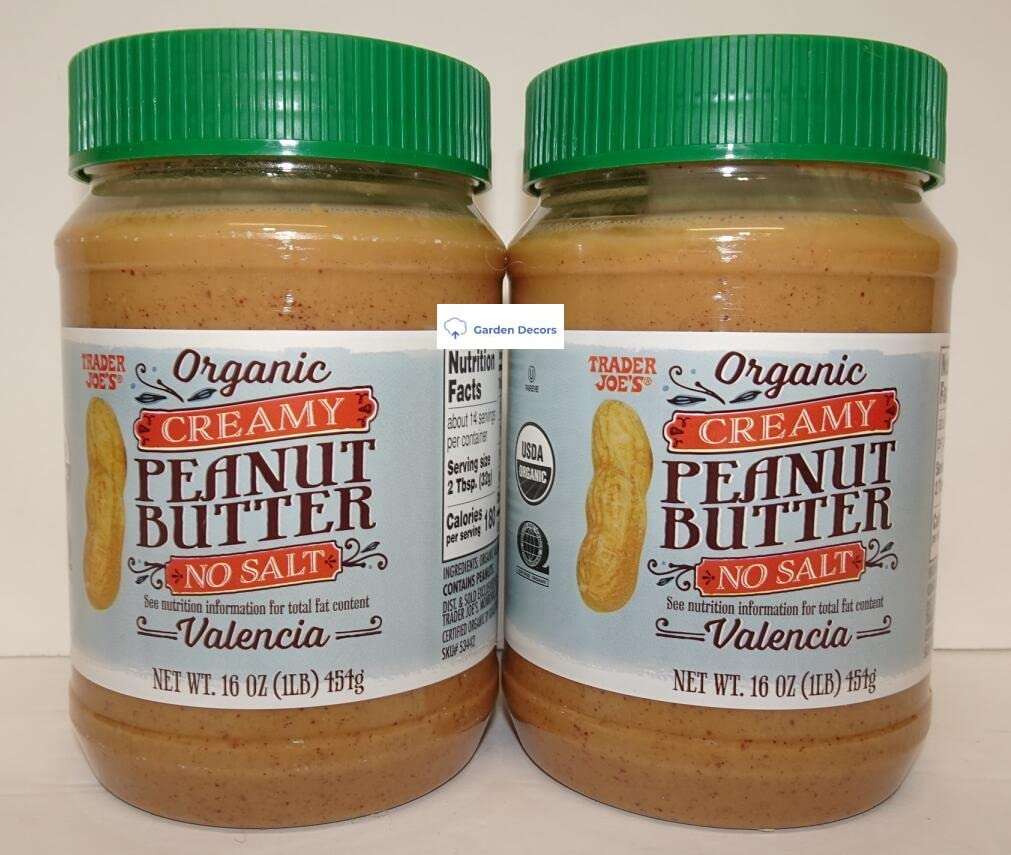 Trader Joe's2 Trader Joes Organic Creamy Peanut Butter Valencia No Salt 16oz 454g Two Bottles - Image 1