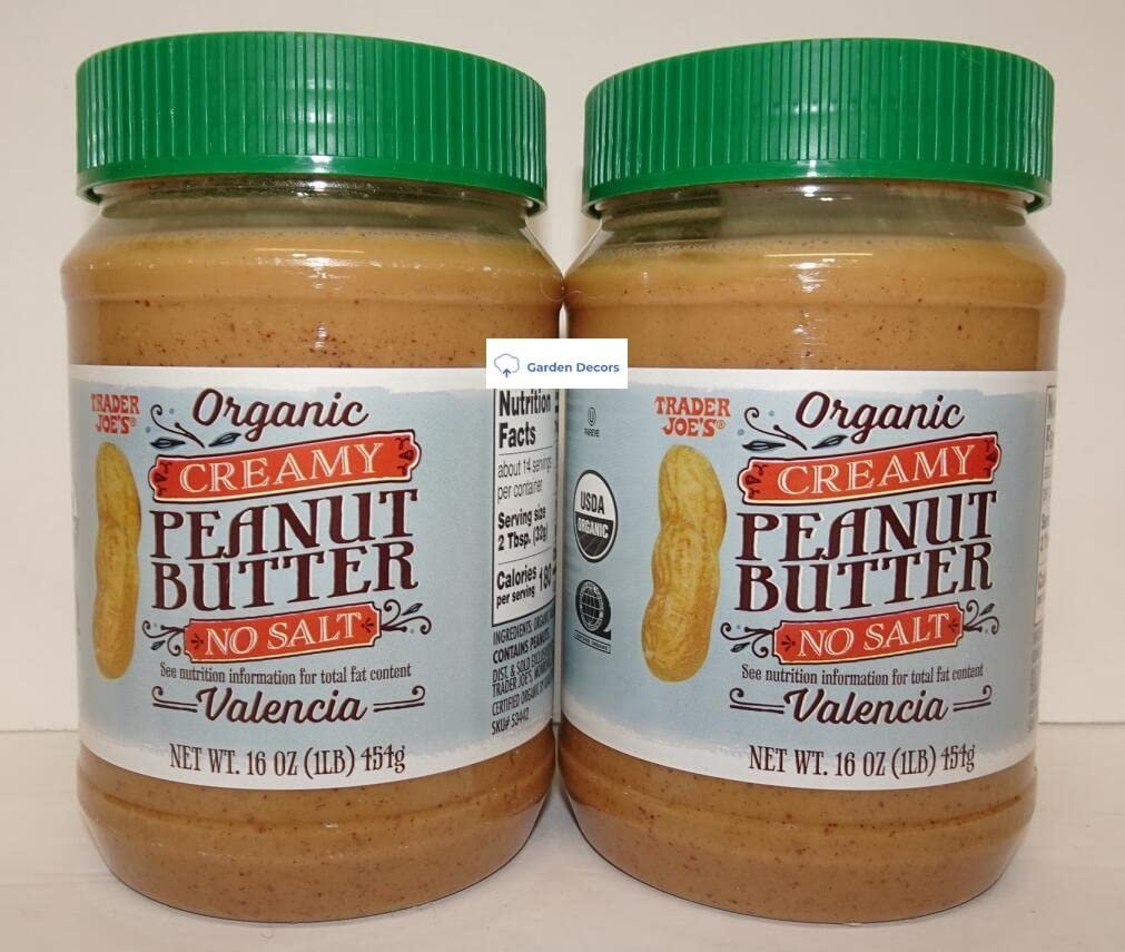 Trader Joe's2 Trader Joes Organic Creamy Peanut Butter Valencia No Salt 16oz 454g Two Bottles - Product Image