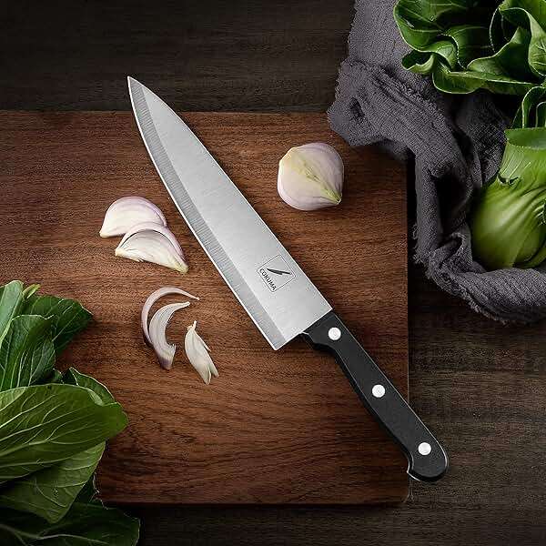 COKUMA Kitchen Knife, 3-Pcs Knife Set With Sheath, 8 Inch Chef Knife, 4.5 Inch Utility Knife, 4 Inch Paring Chef Knife, Stainless Steel, Black - Image 8