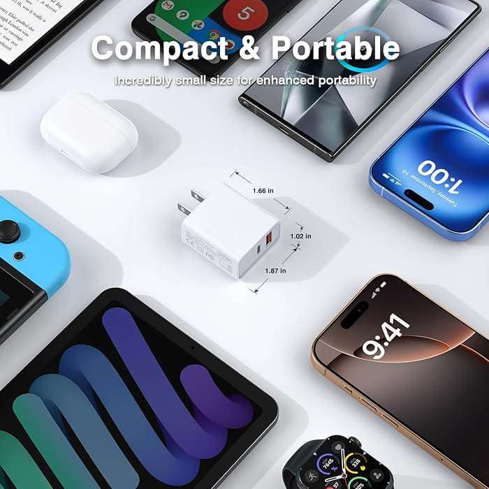 3 Pack USB C Wall Charger, 20W Durable Dual Port QC+PD 3.0 Power Adapter, Double Fast Plug Charging Block for iPhone 14/15/16/17 Pro/Pro Max/Plus, XS/XR/X, Watch Series 8/7 Cube, White - Image 6