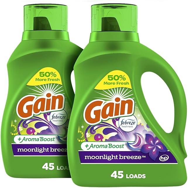Gain Liquid Laundry Detergent with Odor Defense, Moonlight Breeze Scent, Laundry Soap For HE Washing Machines, 60 fl oz, 45 Loads, Pack of 2 (Packaging May Vary) - Product Image