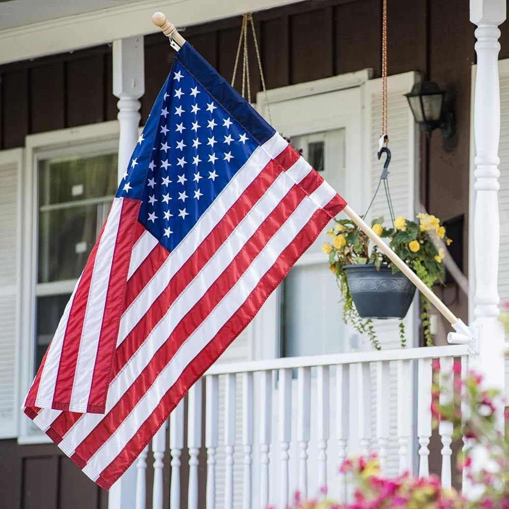 American Flag Pole Sleeve Banner Style 3x5 Ft USA US Flag Embroidered Stars Sewn Stripes Pole Sleeve Heavy Duty Durable (Flag Pole is NOT Included) - Product Image