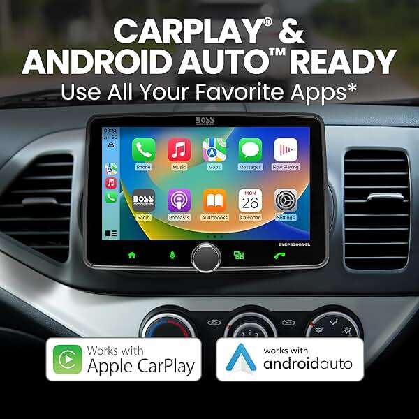 BOSS Audio Systems BVCP9700A-FL Single DIN Car Stereo Wireless Apple CarPlay, Android Auto, 7 Inch Touchscreen, Bluetooth, AM/FM Radio Receiver - Image 2