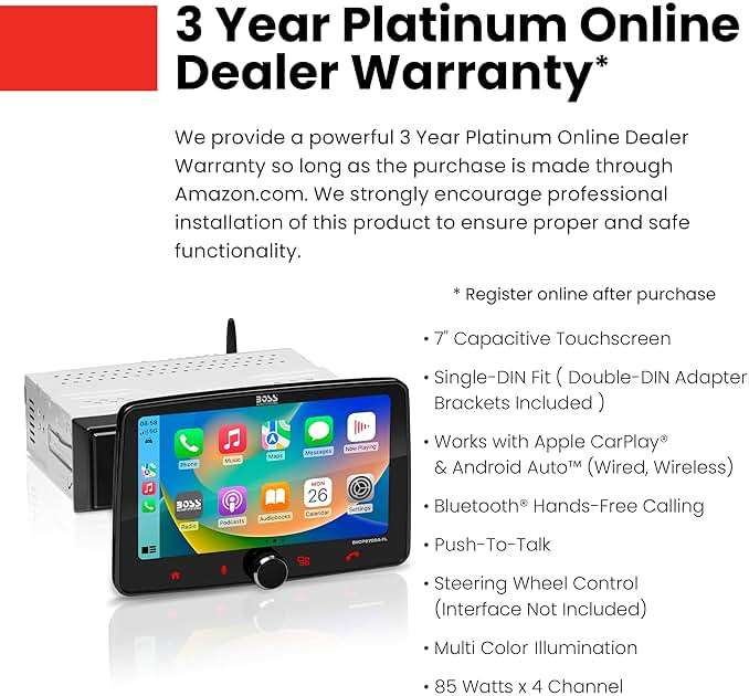 BOSS Audio Systems BVCP9700A-FL Single DIN Car Stereo Wireless Apple CarPlay, Android Auto, 7 Inch Touchscreen, Bluetooth, AM/FM Radio Receiver - Image 5