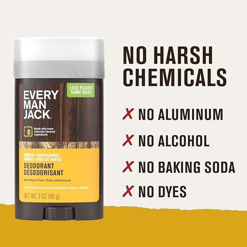 Every Man Jack Amber + Sandalwood Men’s Deodorant - Stay Fresh with Aluminum Free Deodorant For all Skin Types - Odor Crushing, Long Lasting, with Naturally Derived Ingredients - 3 oz - 2 Pack - Image 7