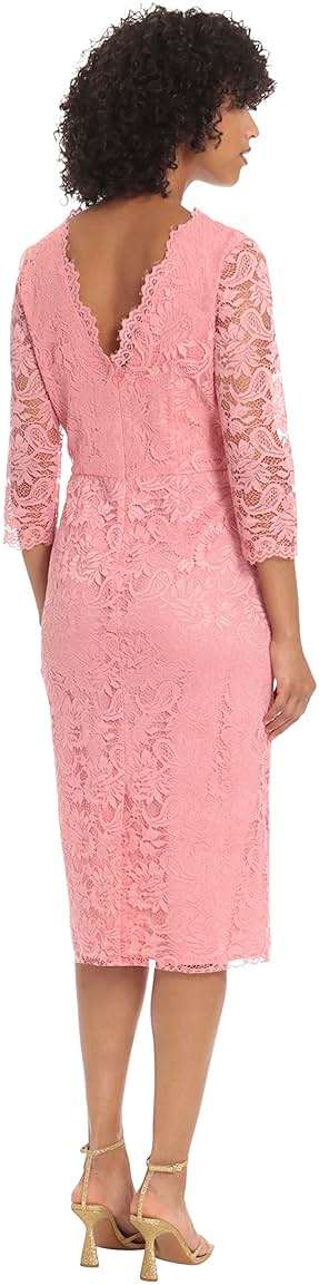 Maggy London Women's Maggy London Women's Dresses V-Neck Knee Length Lace Dress with Lace Edge Details - Image 3