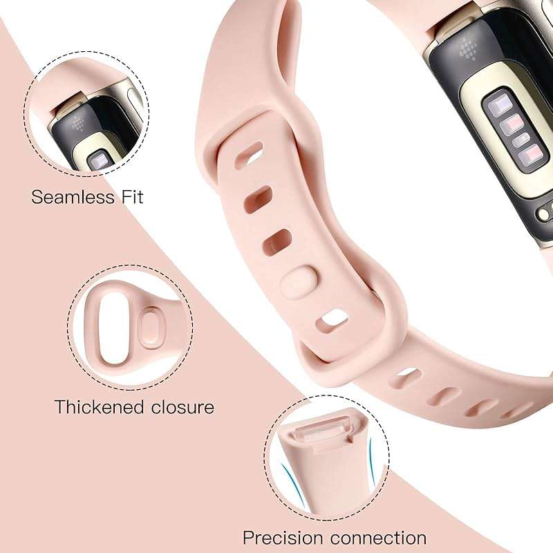 Maledan Slim Band Compatible with Fitbit Charge 5 Bands/Charge 6 Bands Women Men, Soft Silicone Adjustable Sport Band Wristbands for Fitbit Charge 5/Charge 6 Fitness Tracker, 3 Pack Black/Gray/Pink - Image 3