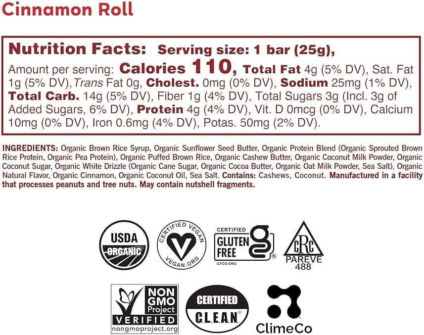 Gomacro, Bar Kids Cinnamon Roll Organic, 6.3 Ounce, 7 Count - Image 2