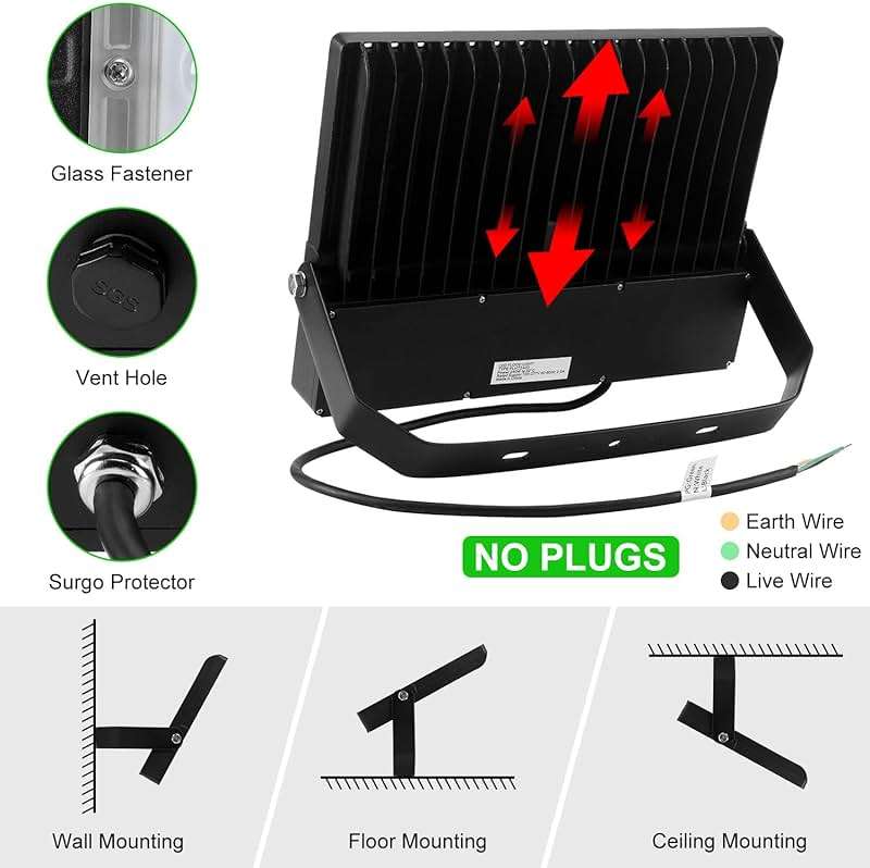 Juyace Led Stadium Flood Light Outdoor 36000Lm 1500W Equivalent Super Bright Commercial Area Lighting 100-277V 5000K Daylight IP65 Waterproof Arena Lights for Sport Fields and Courts - Image 4