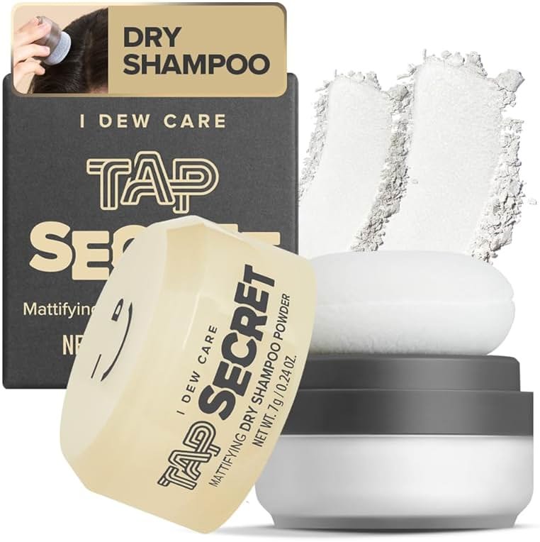 I DEW CARE Tap Secret Dry Shampoo Powder with Biotin - Tap Secret Original | Strengthening & Volumizing, Refillable, Travel size, Non-aerosol, Brunette, Korean Ginseng, Stocking Stuffers, 0.24 Oz - Product Image