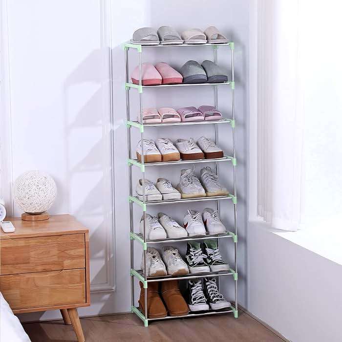 Jucaifu Stackable Small Shoe Rack, Entryway, Hallway and Closet Space Saving Storage and Organization (3-Tier, Green) - Image 7