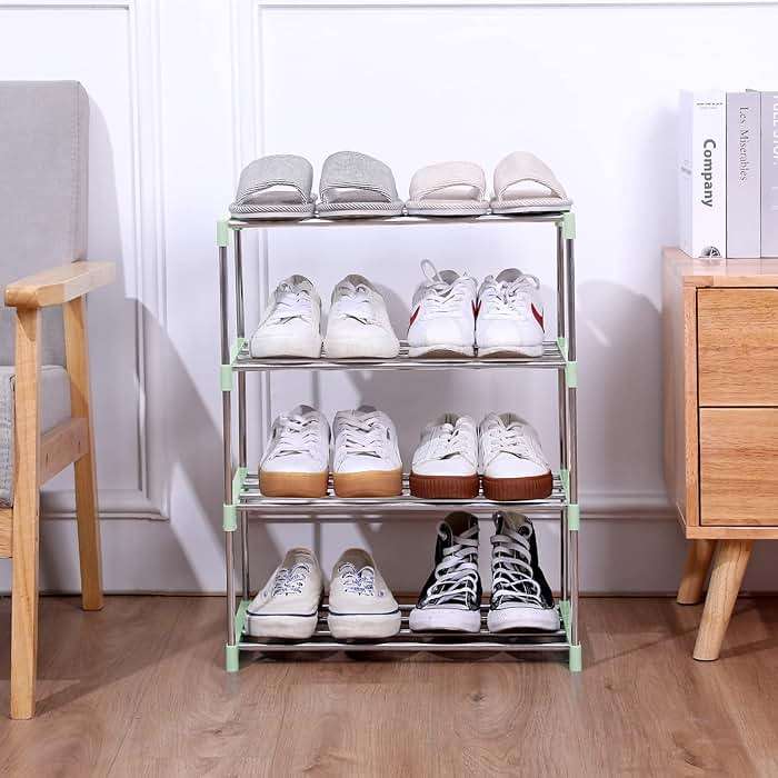Jucaifu Stackable Small Shoe Rack, Entryway, Hallway and Closet Space Saving Storage and Organization (3-Tier, Green) - Image 8