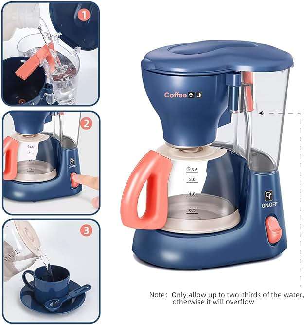 Yalujumb Play Kitchen Accessories, Kitchen Appliances Toy with Coffee Maker,Blender, Mixer ,Toaster with Realistic Lights&Sounds,Kitchen Toys for Kids Ages 4-8 - Image 4