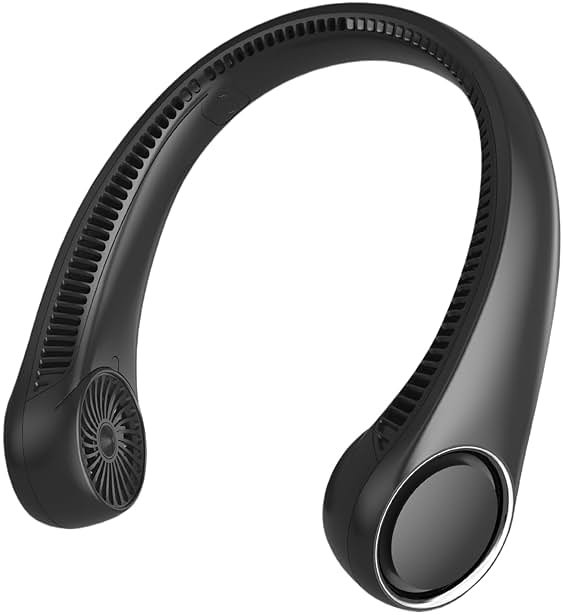 Portable Neck Fan, Hands Free Bladeless, 360° Cooling Personal Fan,Wearable Quiet Fan for Outdoor Indoor, Birthday Gifts for Men Women Mom Dad, 4000mAh Battery USB Rechargeable, 3-Speeds( Black) - Product Image