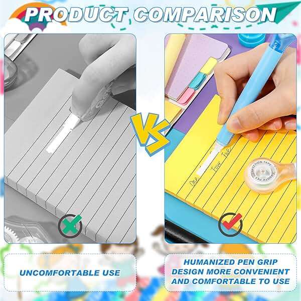 Gersoniel 10 Pack Correction Tape Pen Correctional Ink Tape Push Pull Protective, Easy to Use Applicator for School Office Supplies, 0.2 x 236 Inch (Bright Color) - Image 6