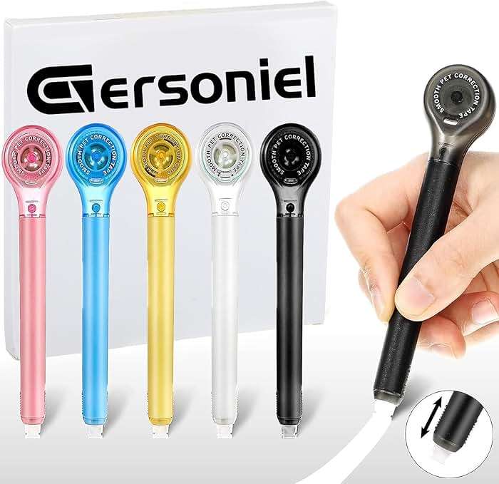 Gersoniel 10 Pack Correction Tape Pen Correctional Ink Tape Push Pull Protective, Easy to Use Applicator for School Office Supplies, 0.2 x 236 Inch (Bright Color) - Image 7