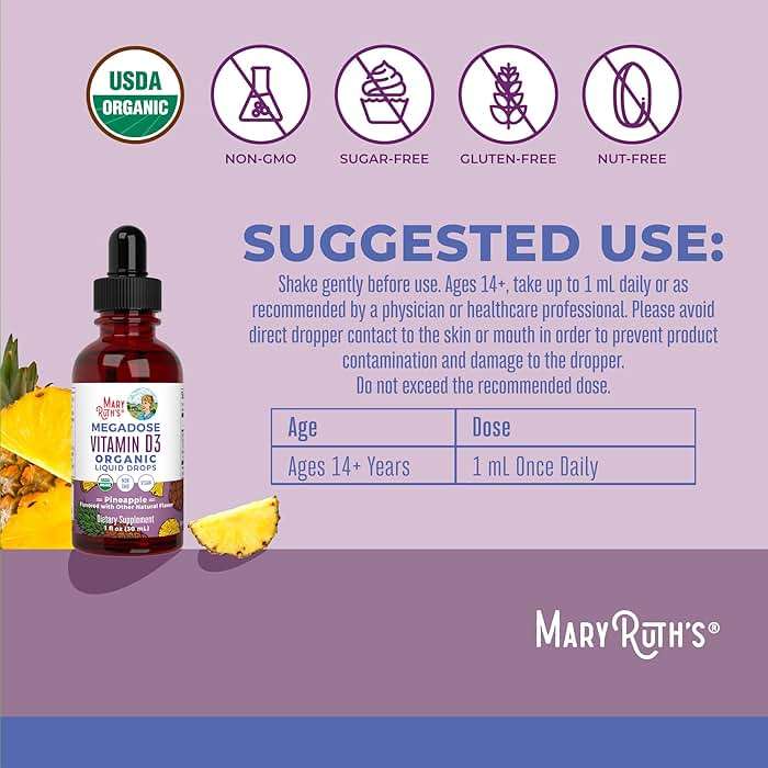 MARYRUTH'S Vitamin D3 Liquid Drops | Megadose 4000 IU | USDA Organic Liquid Vitamin D Spray for Adults & Kids | Immune Support & Bone Health | Vegan | Gluten Free | Non-GMO | 30 Servings - Image 3