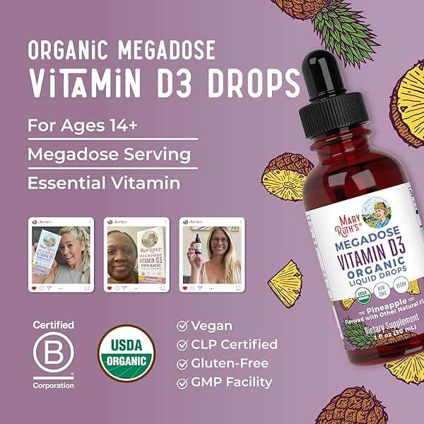 MARYRUTH'S Vitamin D3 Liquid Drops | Megadose 4000 IU | USDA Organic Liquid Vitamin D Spray for Adults & Kids | Immune Support & Bone Health | Vegan | Gluten Free | Non-GMO | 30 Servings - Image 8