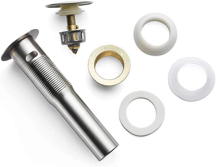 Rockgoya Bathroom Sink Drain,Drain Stopper Bathroom Sink with Overflow,Pop Up Drain Assembly with Detachable Strainer Basket,Built-in Anti-Clogging Strainer,Stainless Steel Brushed Nickel - Image 7