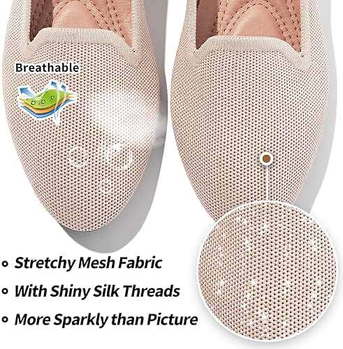 BABUDOG Women's Flats Shoes Shiny Mesh Loafers Shoes Soft Memory Foam Flats - Image 2