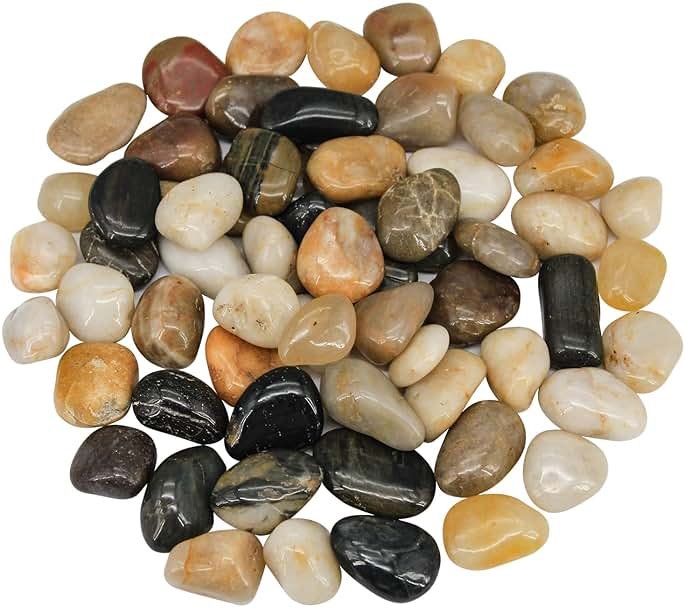 Virekm River Rocks, Decorative Ornamental Pebbles,Garden Landscaping Stones,Gravel Filler for Home Decoration Flower Bed Fish Tank Plants Vases Succulents - Product Image