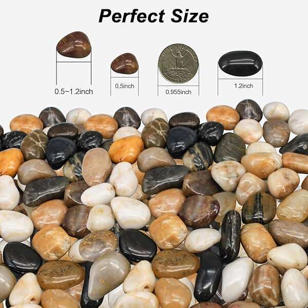 Virekm River Rocks, Decorative Ornamental Pebbles,Garden Landscaping Stones,Gravel Filler for Home Decoration Flower Bed Fish Tank Plants Vases Succulents - Image 2