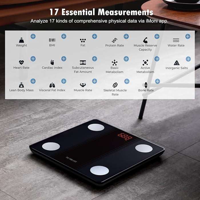 NUTRI FIT Bathroom Scale Smart Digital Bluetooth Scales for Body Weight, Body Fat, BMI Body Composition Analyzer Weighing Scale with High Precision Measurements Sync APP Heavy Duty 330lbs - Image 2