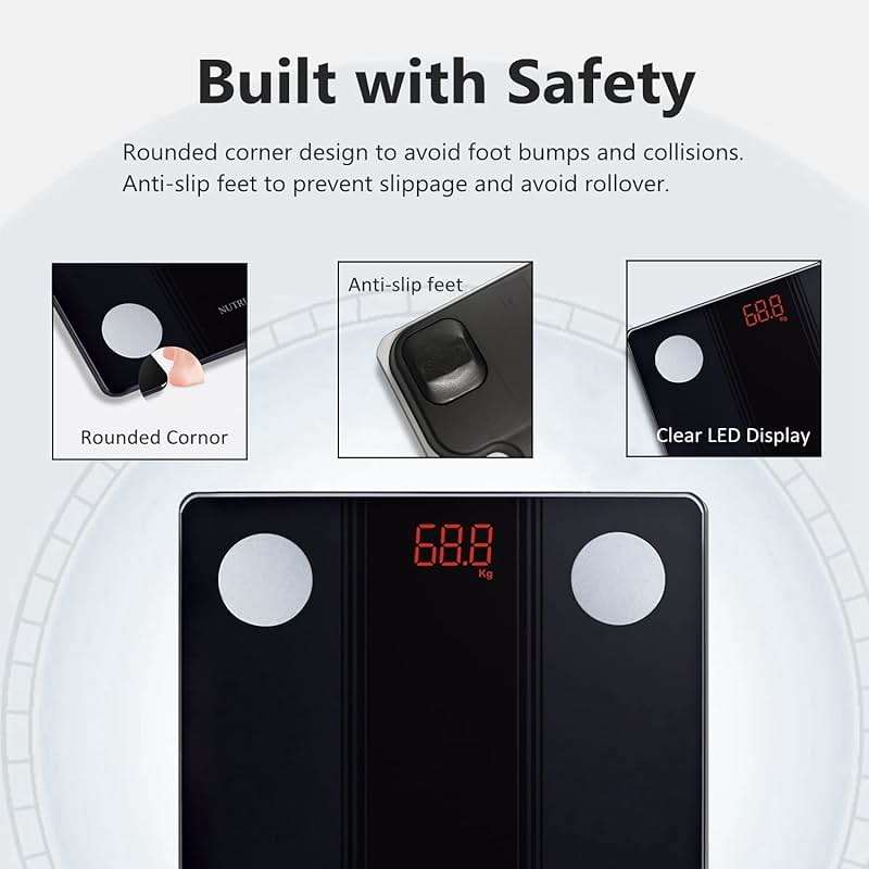 NUTRI FIT Bathroom Scale Smart Digital Bluetooth Scales for Body Weight, Body Fat, BMI Body Composition Analyzer Weighing Scale with High Precision Measurements Sync APP Heavy Duty 330lbs - Image 8