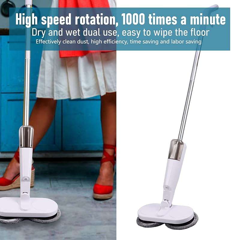 Cordless Electric Mop, Spin Mop Polisher with Water Tank Replaceable Cloth, Dry and Wet Up to 60 Mins Convenient Detachable Handheld Unit 2000mAh Steam Cleaner Designed for Hard Floors - Image 2