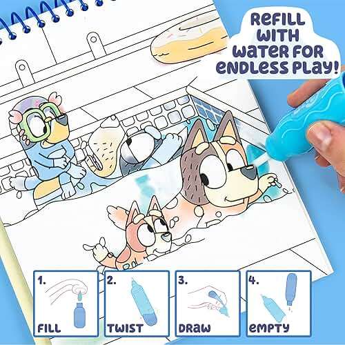 Horizon Group USA Bluey Aqua Art - Reusable Water Reveal Activity Pages With Water Pen for No-Mess Drawing and Coloring - Image 4