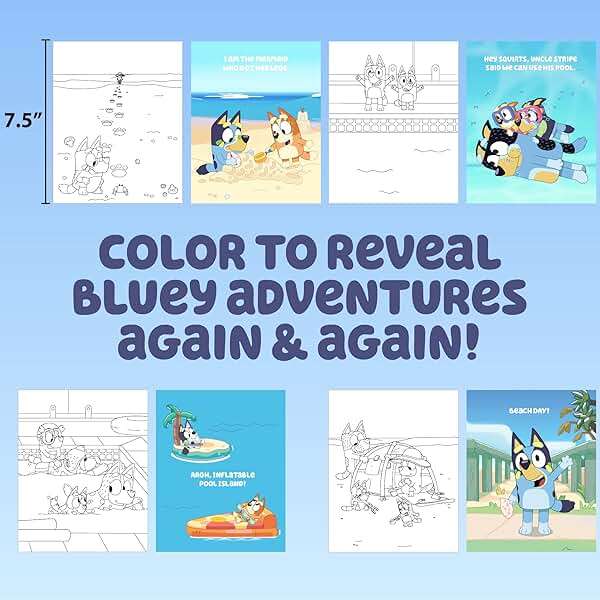 Horizon Group USA Bluey Aqua Art - Reusable Water Reveal Activity Pages With Water Pen for No-Mess Drawing and Coloring - Image 5