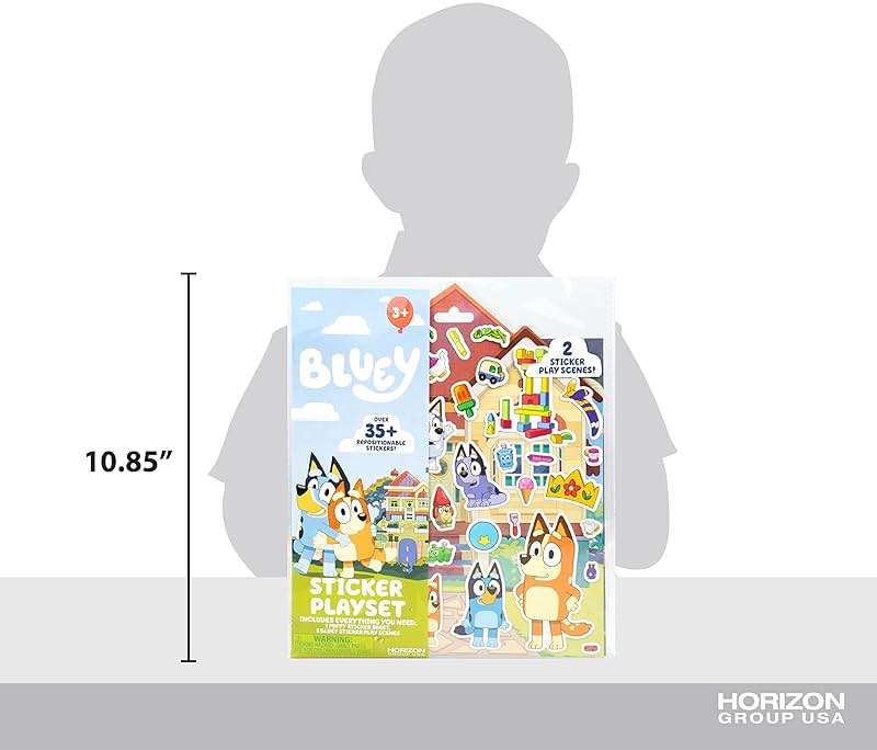 Horizon Group USA Bluey Sticker Playset, 2 Sticker Play Scenes, 35+ Reusable Puffy Bluey Repositionable Stickers for Kids, Perfect for Travel, Screen-Free Fun - Image 2