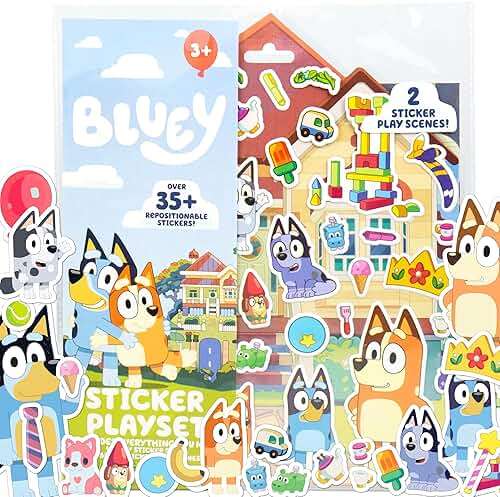 Horizon Group USA Bluey Sticker Playset, 2 Sticker Play Scenes, 35+ Reusable Puffy Bluey Repositionable Stickers for Kids, Perfect for Travel, Screen-Free Fun - Image 3