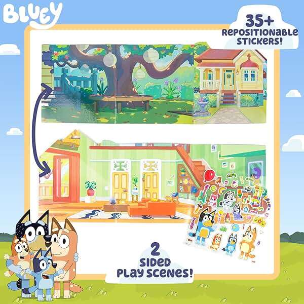 Horizon Group USA Bluey Sticker Playset, 2 Sticker Play Scenes, 35+ Reusable Puffy Bluey Repositionable Stickers for Kids, Perfect for Travel, Screen-Free Fun - Image 4