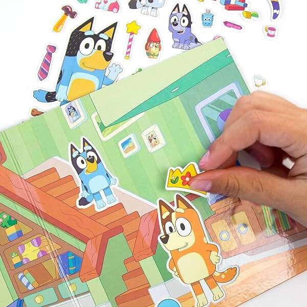 Horizon Group USA Bluey Sticker Playset, 2 Sticker Play Scenes, 35+ Reusable Puffy Bluey Repositionable Stickers for Kids, Perfect for Travel, Screen-Free Fun - Image 6