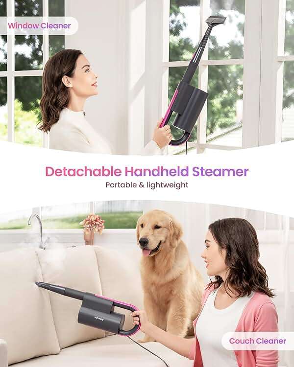 Schenley Steam Mop Cleaner with Detachable Handheld Steamer for Cleaning Hardwood, Laminate Floor, Tiles and Grout, with 14-in-1 Multi-purpose Accessories and Washable Microfiber Pads - Image 5