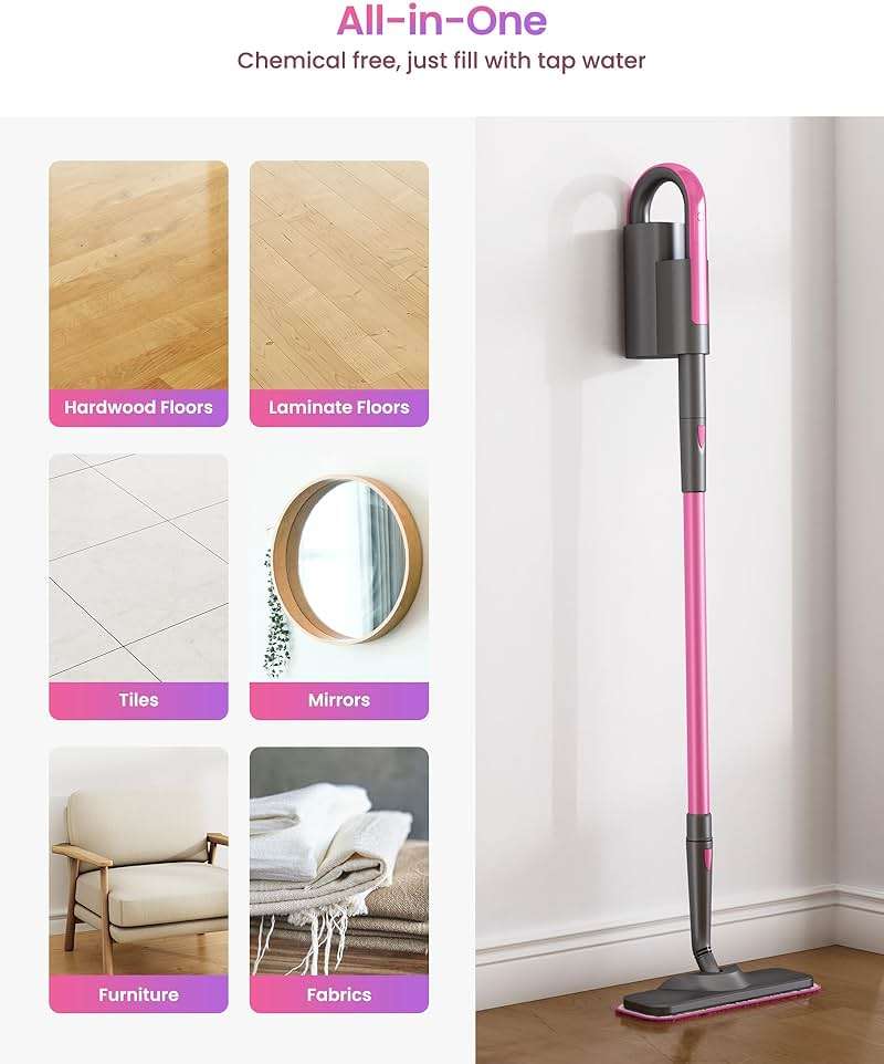Schenley Steam Mop Cleaner with Detachable Handheld Steamer for Cleaning Hardwood, Laminate Floor, Tiles and Grout, with 14-in-1 Multi-purpose Accessories and Washable Microfiber Pads - Image 6