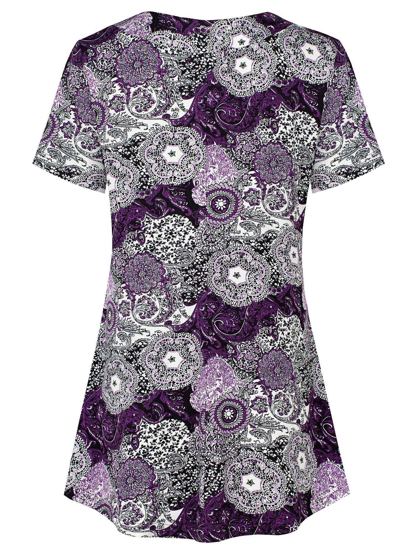 Ninedaily Women's Tunic Summer Short Sleeve Top Loose V Neck Dressy Shirt Blouse - Image 2