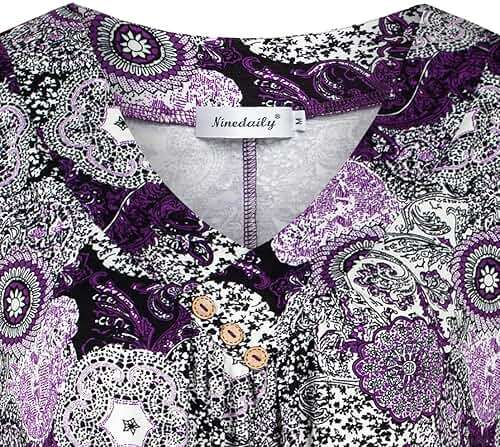 Ninedaily Women's Tunic Summer Short Sleeve Top Loose V Neck Dressy Shirt Blouse - Image 3