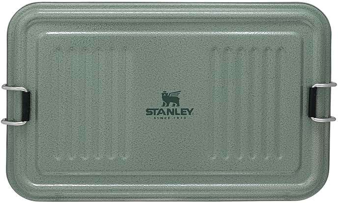 STANLEY Classic Legendary Useful Box 1.25 qt | Metal Snack and Lunch Box | Durable Stainless Steel Travel Food Storage Container | Hiking, Camping, School, or Work | BPA-Free | Hammertone Green - Image 1