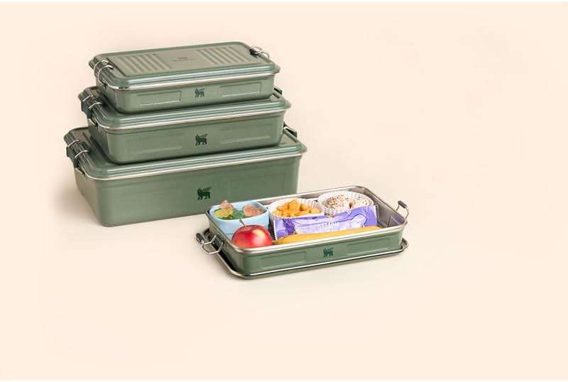 STANLEY Classic Legendary Useful Box 1.25 qt | Metal Snack and Lunch Box | Durable Stainless Steel Travel Food Storage Container | Hiking, Camping, School, or Work | BPA-Free | Hammertone Green - Image 7