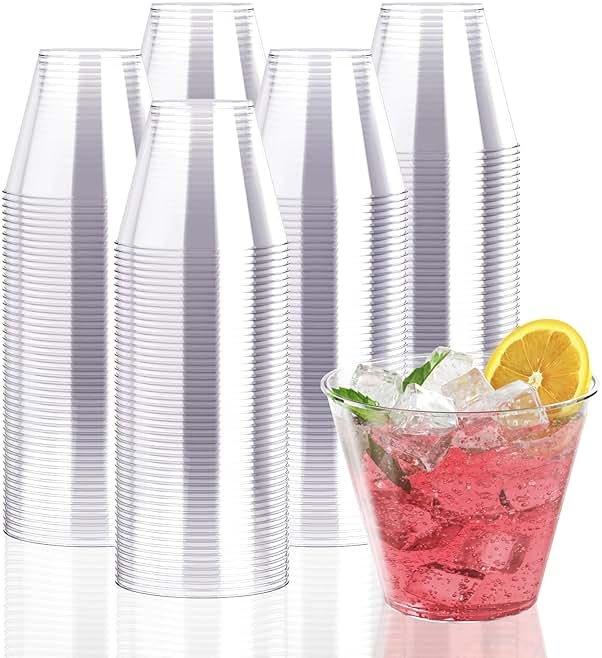 JollyPack 300 Pack Clear Plastic Cups 9 OZ Disposable Heavy-duty Drinking Cups for Christmas, Wedding, Home and Events - Product Image