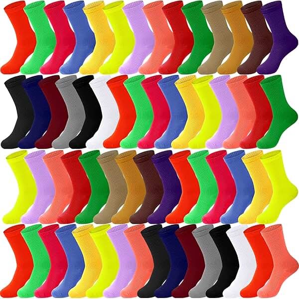Jeere 40 Pairs Womens Cotton Crew Socks Colorful Lightweight Solid Color Cute Women Gym Athletic Sock - Product Image