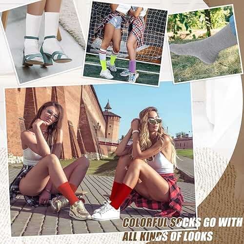 Jeere 40 Pairs Womens Cotton Crew Socks Colorful Lightweight Solid Color Cute Women Gym Athletic Sock - Image 2