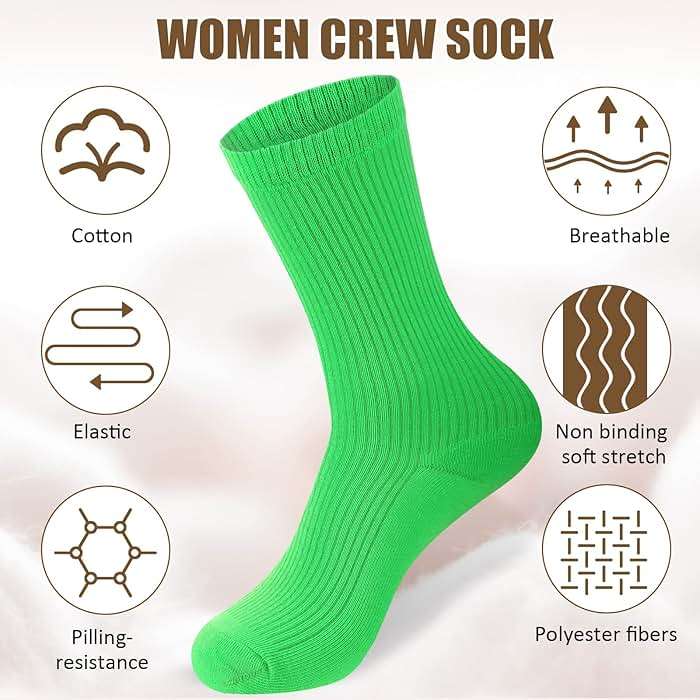 Jeere 40 Pairs Womens Cotton Crew Socks Colorful Lightweight Solid Color Cute Women Gym Athletic Sock - Image 5