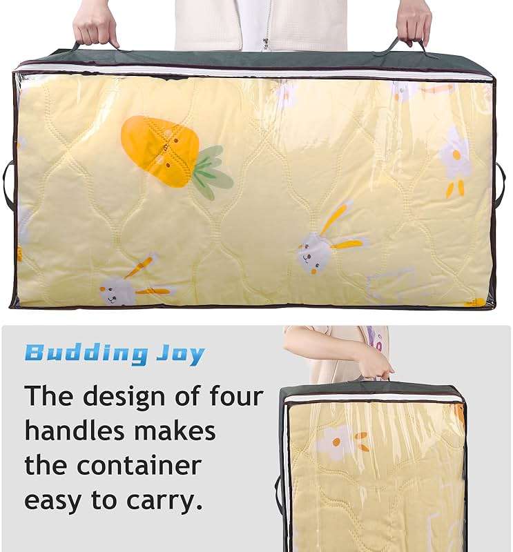 Budding Joy 90L Under Bed Storage Containers, Closet Organizers and Storage Bins, Foldable Underbed Storage Bags for Linen Sheets, Blanket, Clothing, Comforter, Sweaters, Pillows, Wrapping Paper, Grey - Image 7