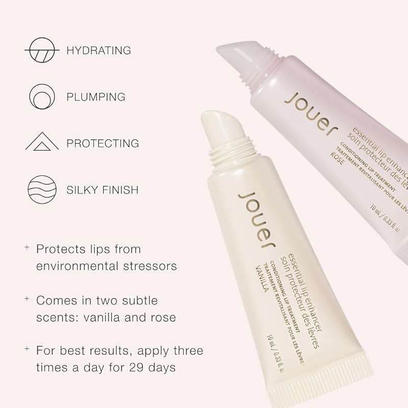 Jouer Essential Vegan Lip Enhancer - Plumping Lip Gloss - Enhancing Lip Conditioner - Moisturize, Plump, & Nourishing Lip Care - Jojoba Seed Oil & Maxi Lip Formula for Moisturizing & Fullness, Vanilla - Image 4