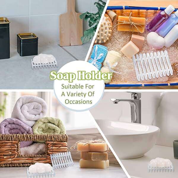 Plastic Bar Soap Holder Soap Saver Tray Bar Dish Self Draining Dishes for Sponge Dryer Bathroom Toilet Shower Kitchen Restaurant Counter(Clear,6 Pieces) - Image 6